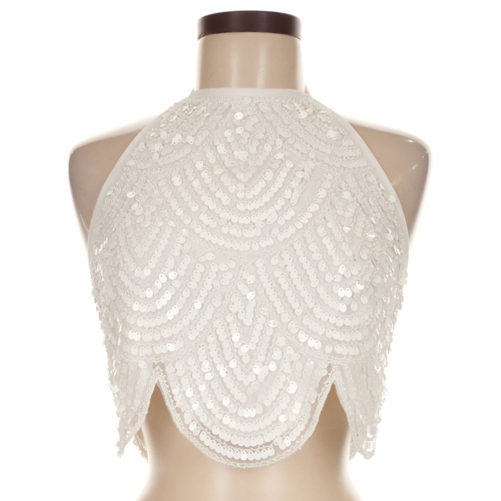 12th Tribe Cleo White Sequin Halter Tie Top - Size L - Picture 5 of 10